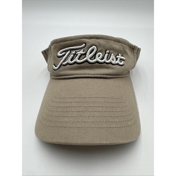 Titleist Other - Vintage Titleist Visor Logo Adjustable Strapback Khaki Tan White Black Spell Out